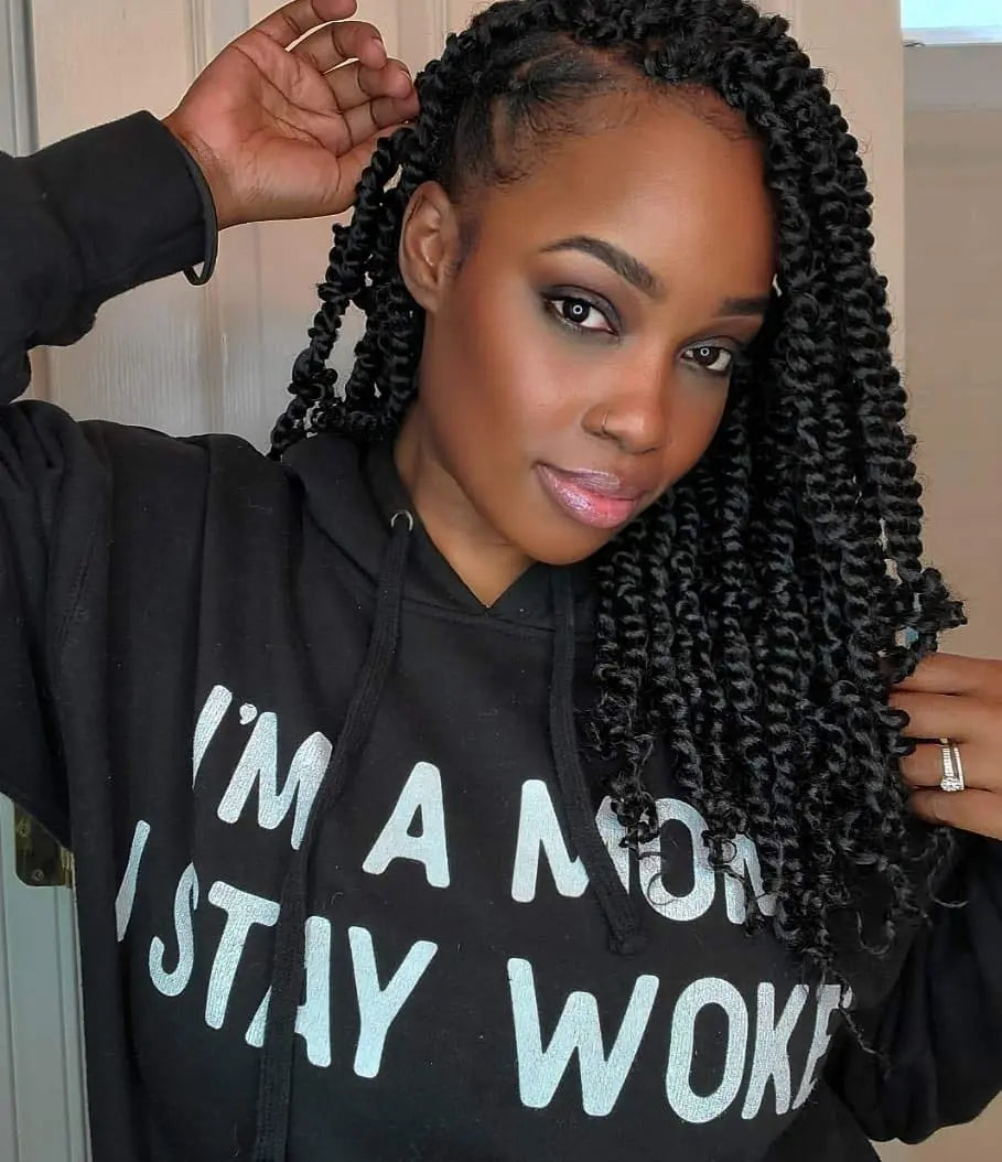 ( US ONLY) FAST SHIPPING NB | Toyotress® Tiana Passion Twist Hair - Pre-twisted Crochet Braids Natural Black, Pre-looped Synthetic Braiding Hair Extensions Toyotress